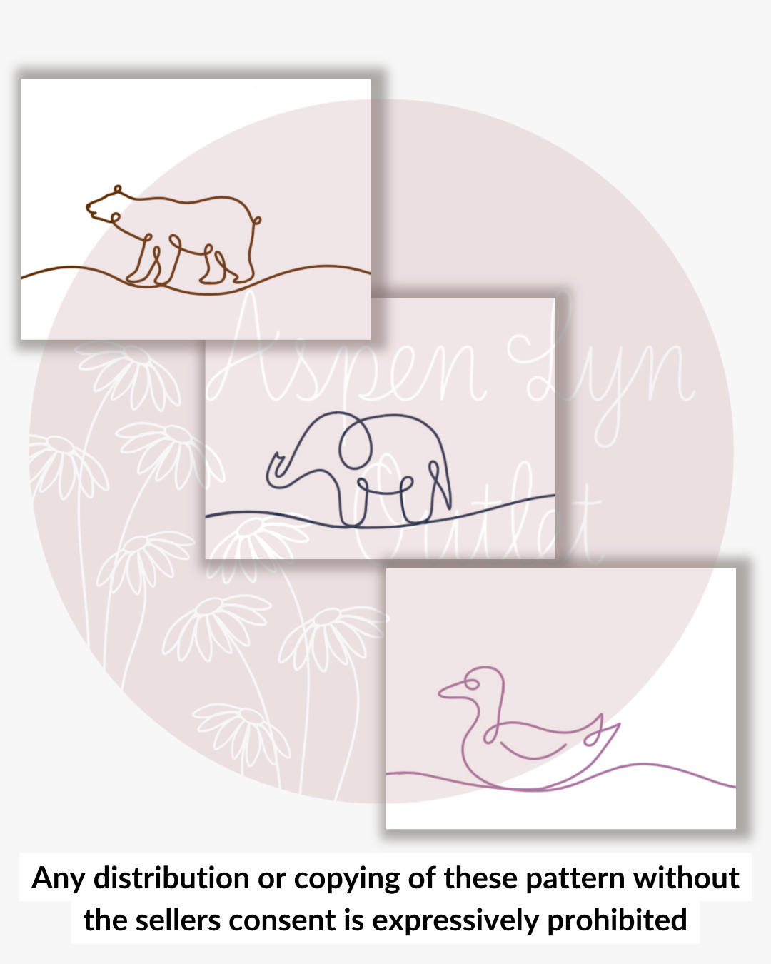 Animal Line Drawings - Ducks, Bears, and Elephants (Digital Download)