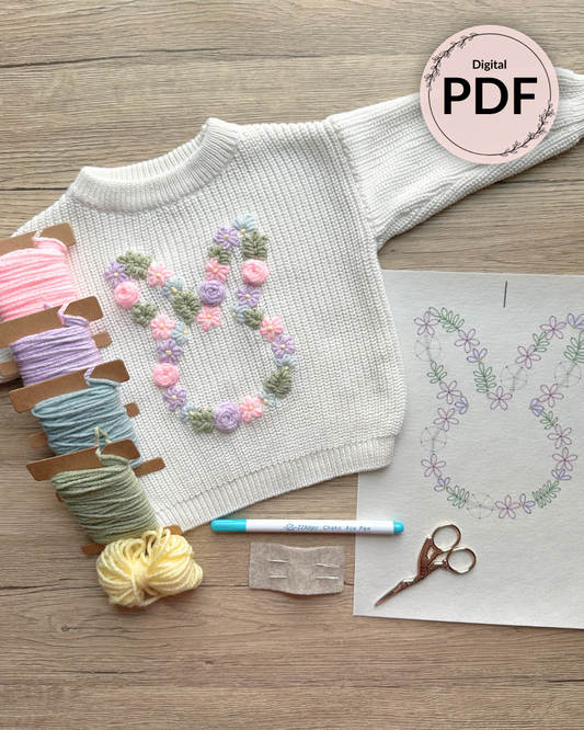Floral Bunny Embroidery Pattern (Digital Download)