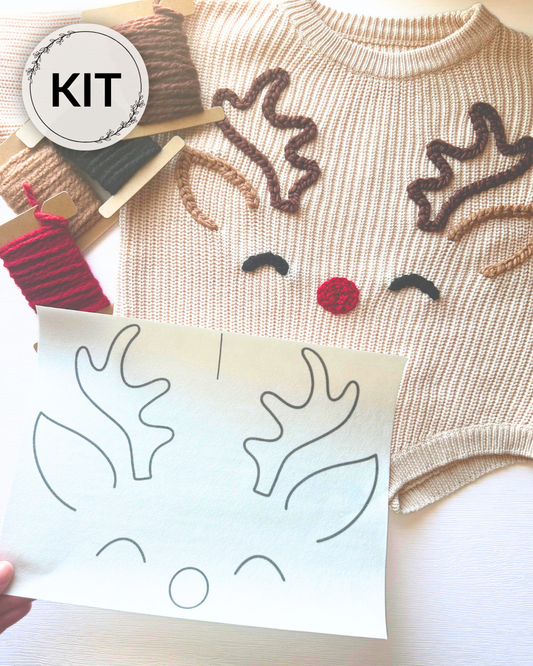 Reindeer Face Embroidery DIY Kit