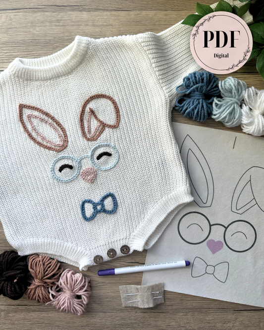 Easter Bunny Face Embroidery Pattern (Digital Download)