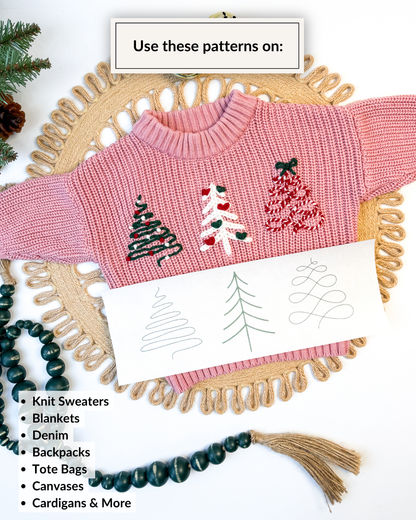 Christmas Tree Line Embroidery Patterns (Digital Download)