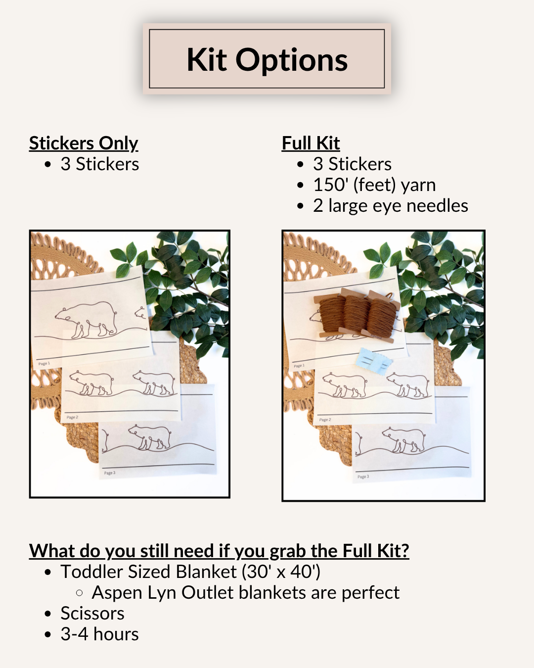 Bear Line Drawings DIY Kit - Blanket