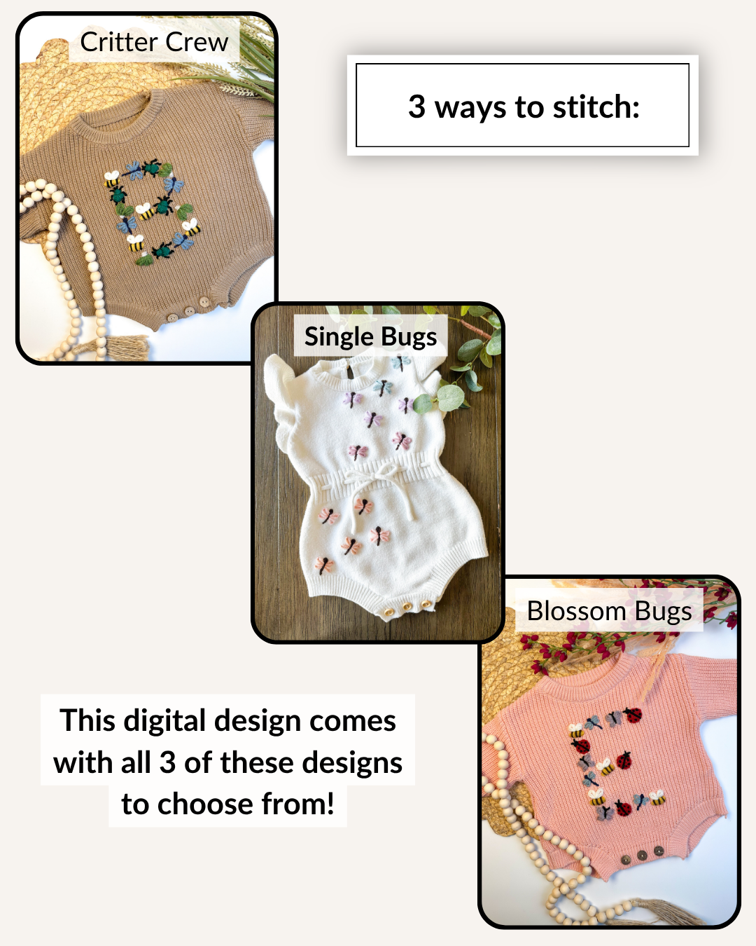 Bug Letter Embroidery Patterns (A-Z) & (0-9) (Digital Download)