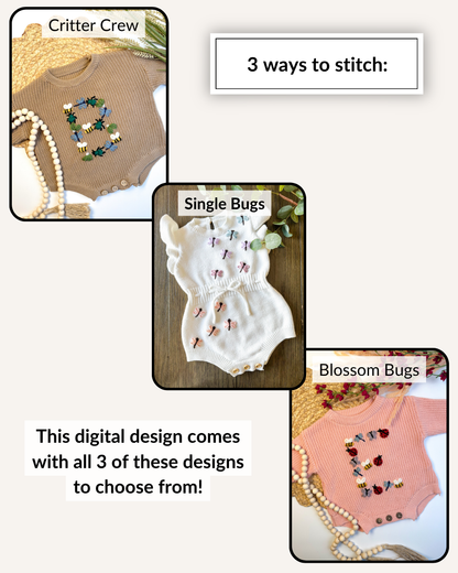 Bug Letter Embroidery Patterns (A-Z) & (0-9) (Digital Download)