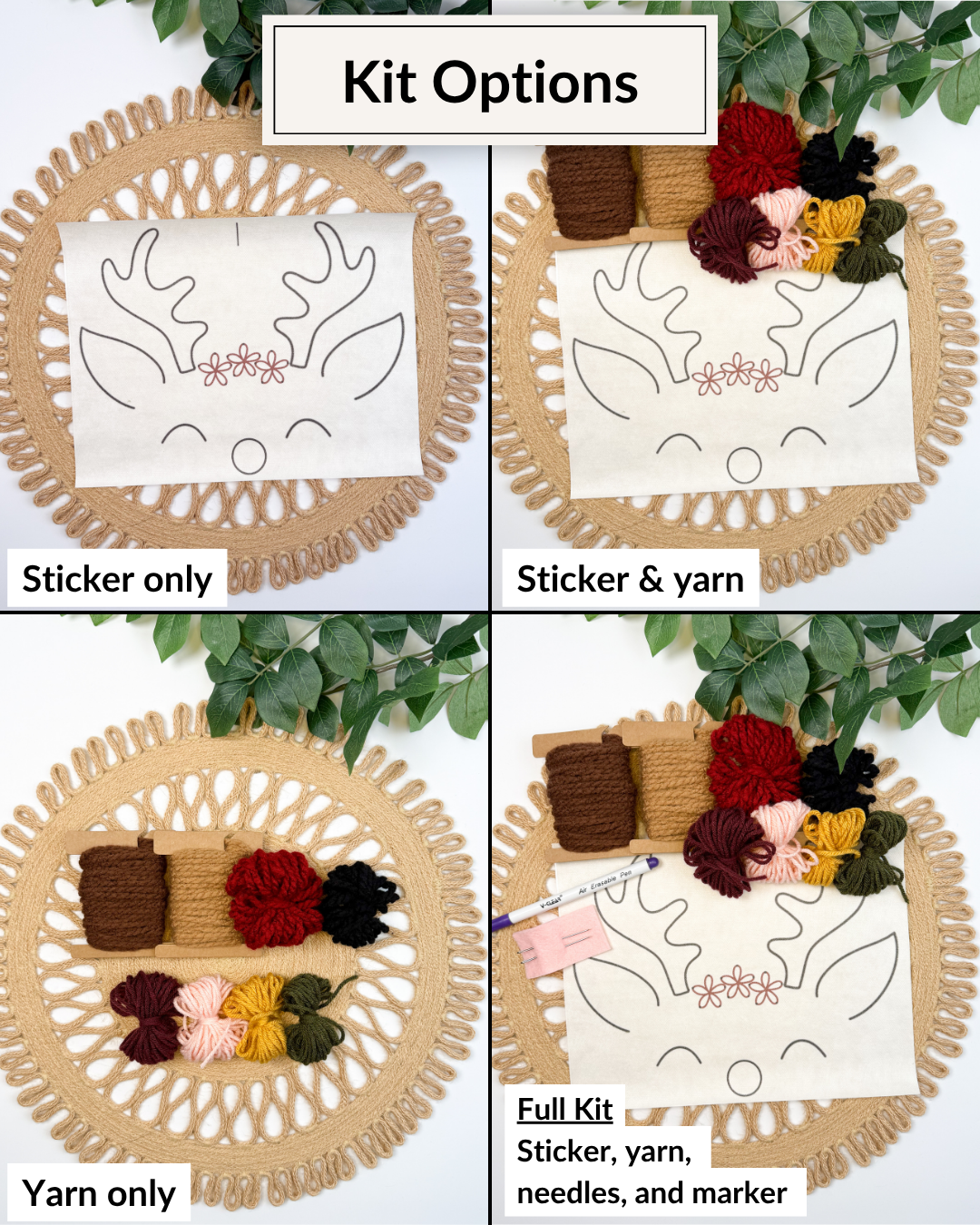 Kit de broderie DIY « Tête de renne »