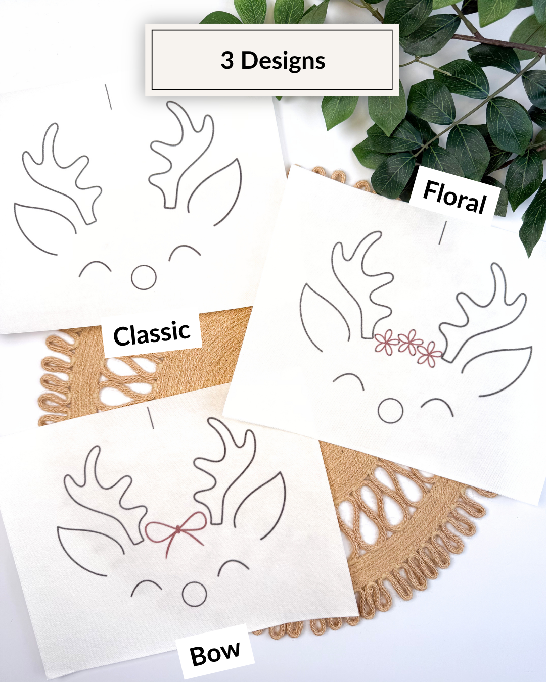 Reindeer Face Embroidery Patterns (Digital Download)
