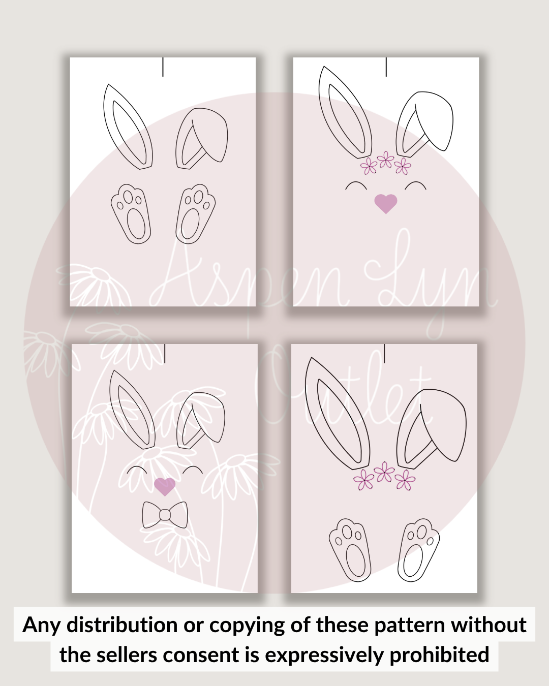 Motif de broderie de visage de lapin de Pâques (téléchargement numérique)
