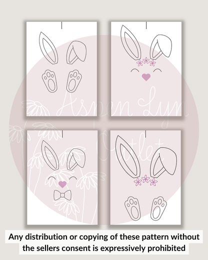 Motif de broderie de visage de lapin de Pâques (téléchargement numérique)