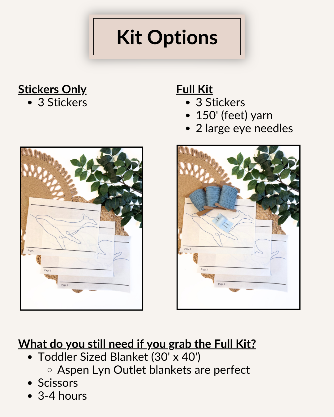Whale Line Drawings DIY Kit - Blanket