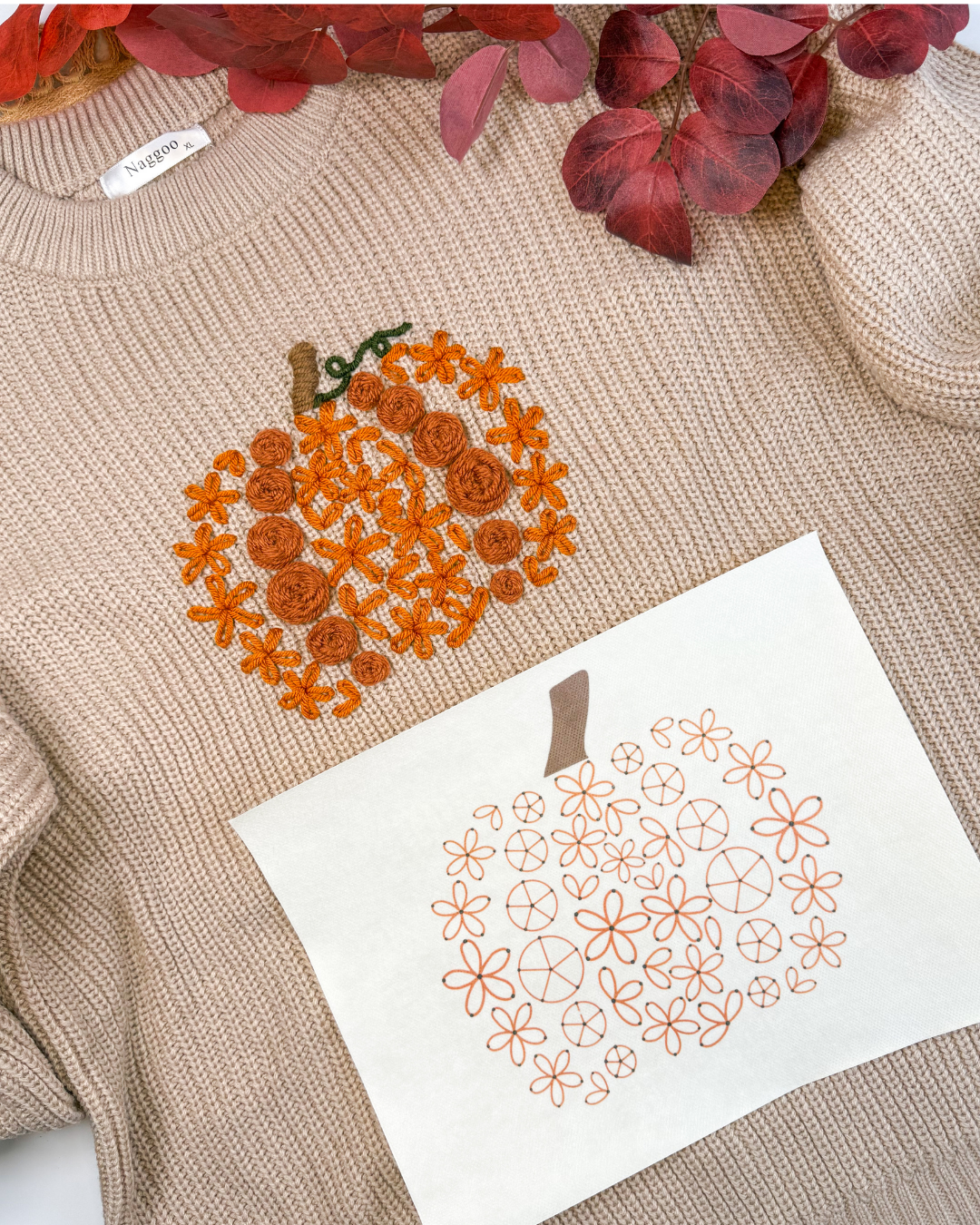 Patrons de broderie de citrouilles d'automne (Téléchargement numérique)