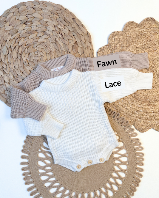 100% Cotton Knit Sweater Rompers
