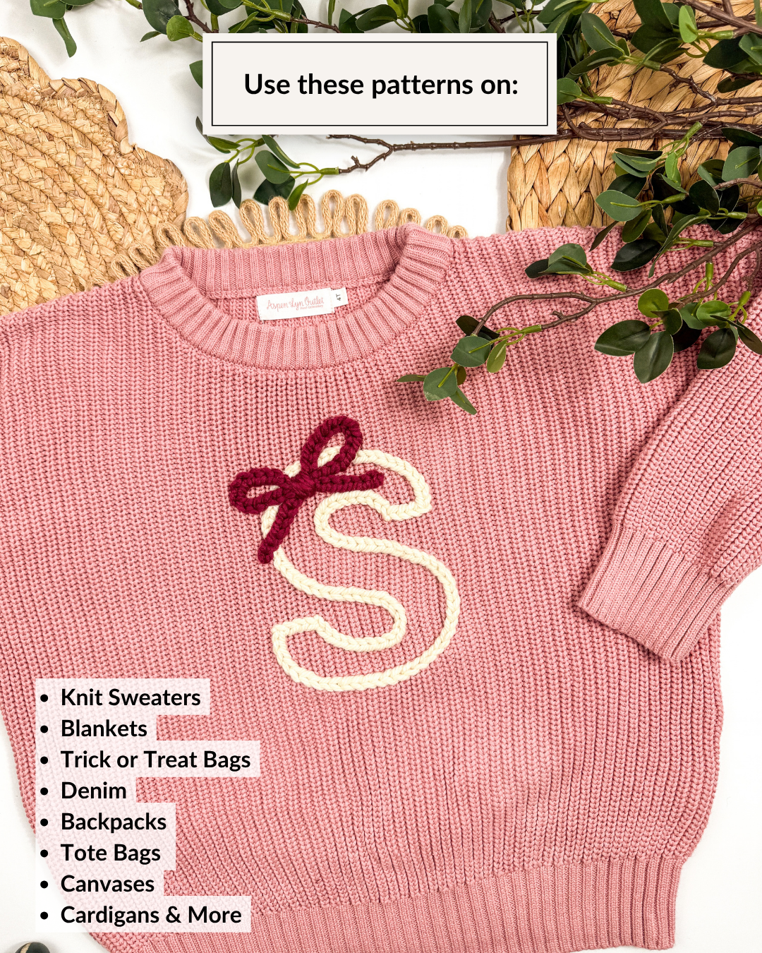 Bow Alphabet & Letter Yarn Embroidery DIY Kit