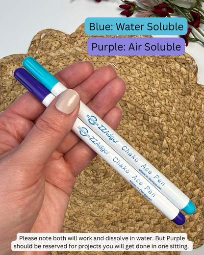 Embroidery Markers: Water & Air Soluble