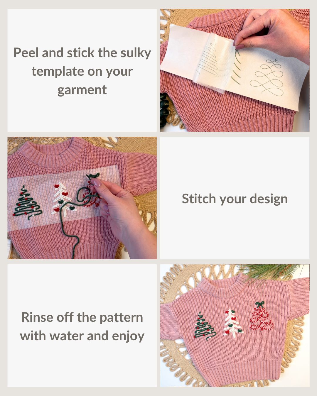 Christmas Tree Lines Yarn Embroidery DIY Kit