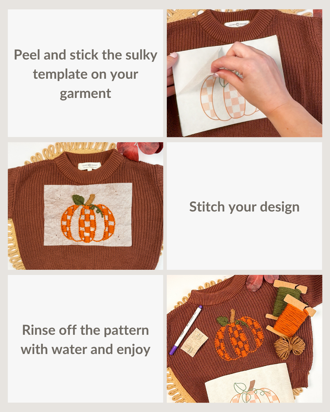 Kit de broderie DIY Citrouille d'automne