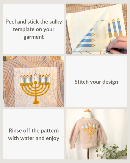 Hanukkah and Menorah Embroidery Patterns (Digital Download)