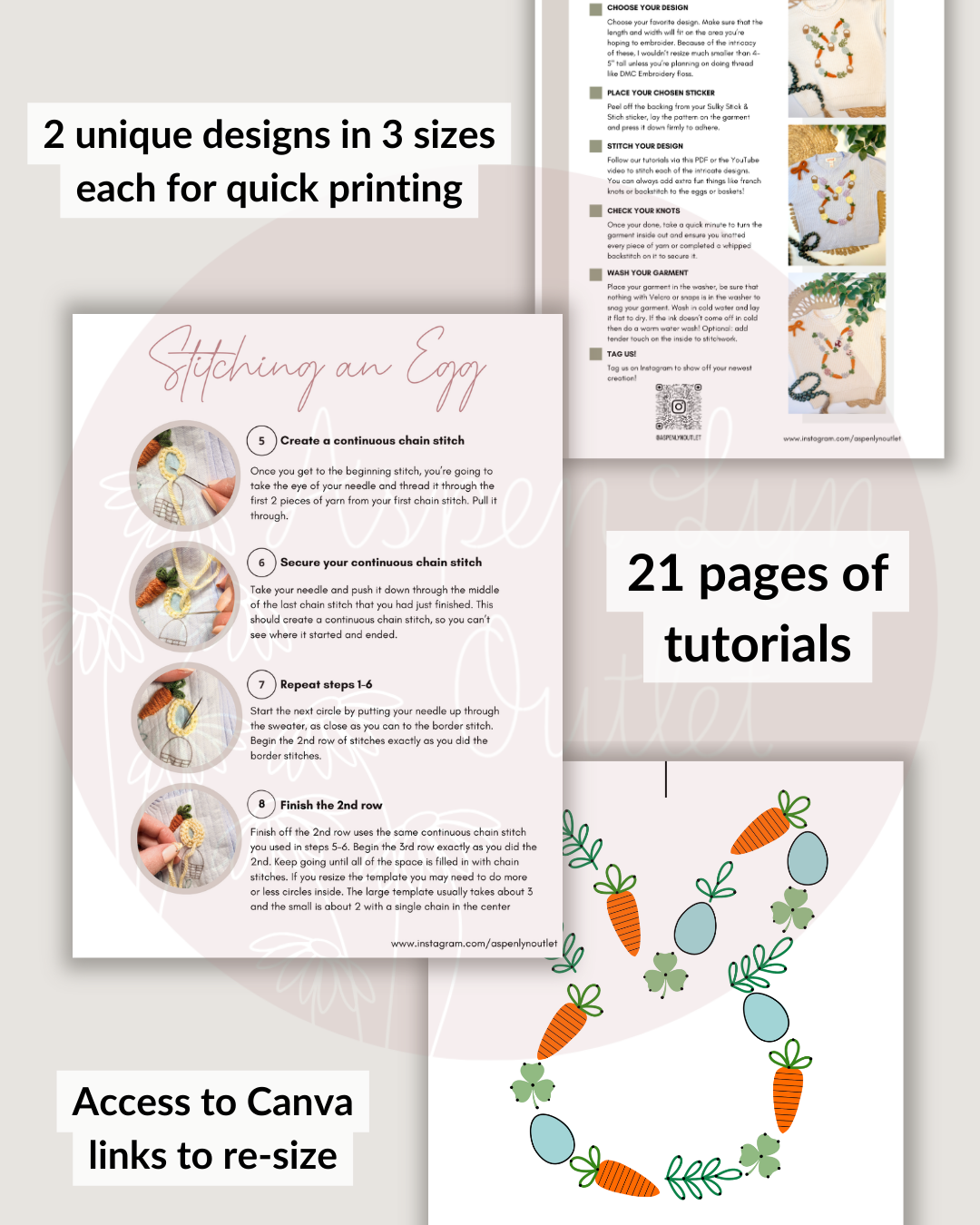 Easter Bunny Outline Embroidery Patterns (Digital Download)