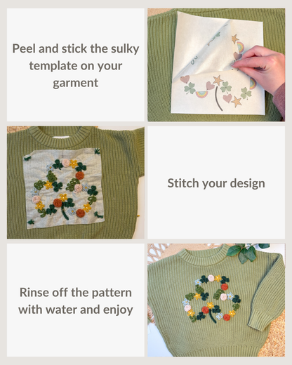 Motifs de broderie trèfle et shamrock pour la Saint-Patrick (téléchargement numérique)