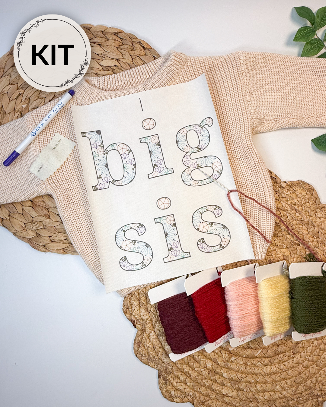 Big Sis Wildflower Letter Yarn Embroidery DIY Kit