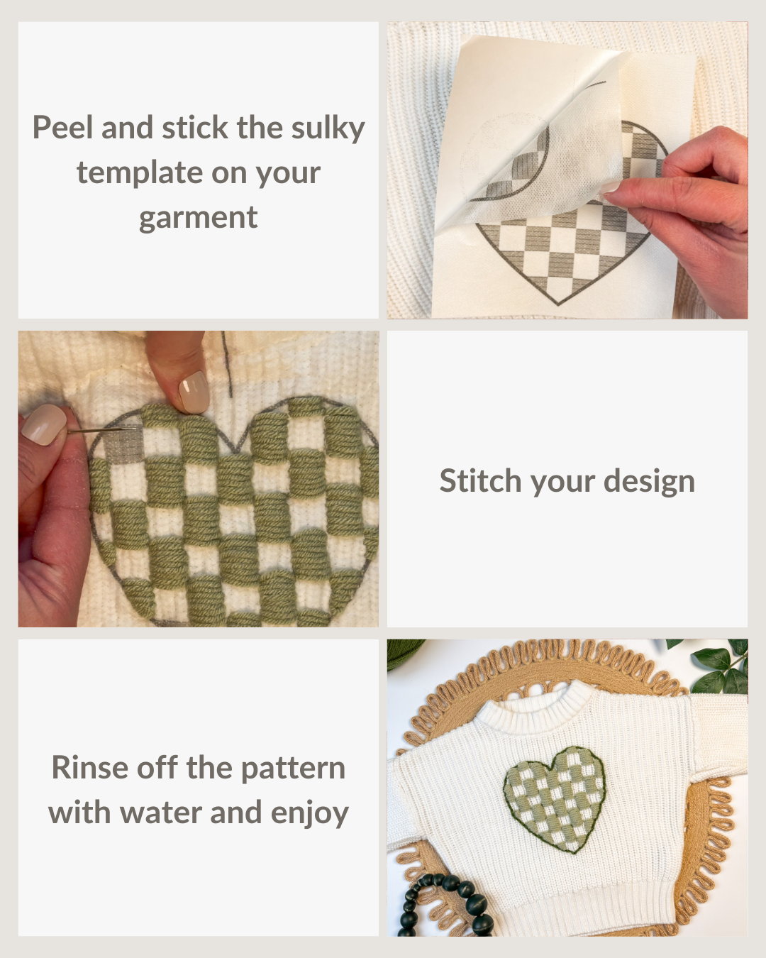 Checkered Hearts/Valentines Day Yarn Embroidery DIY Kit