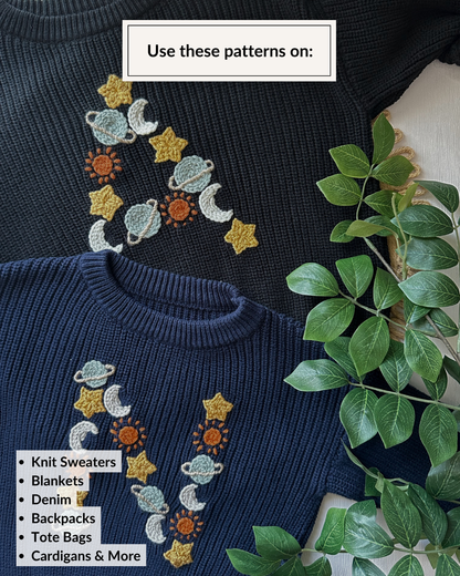 Galaxy Letter Embroidery Patterns (A-Z) & (0-9) (Digital Download)