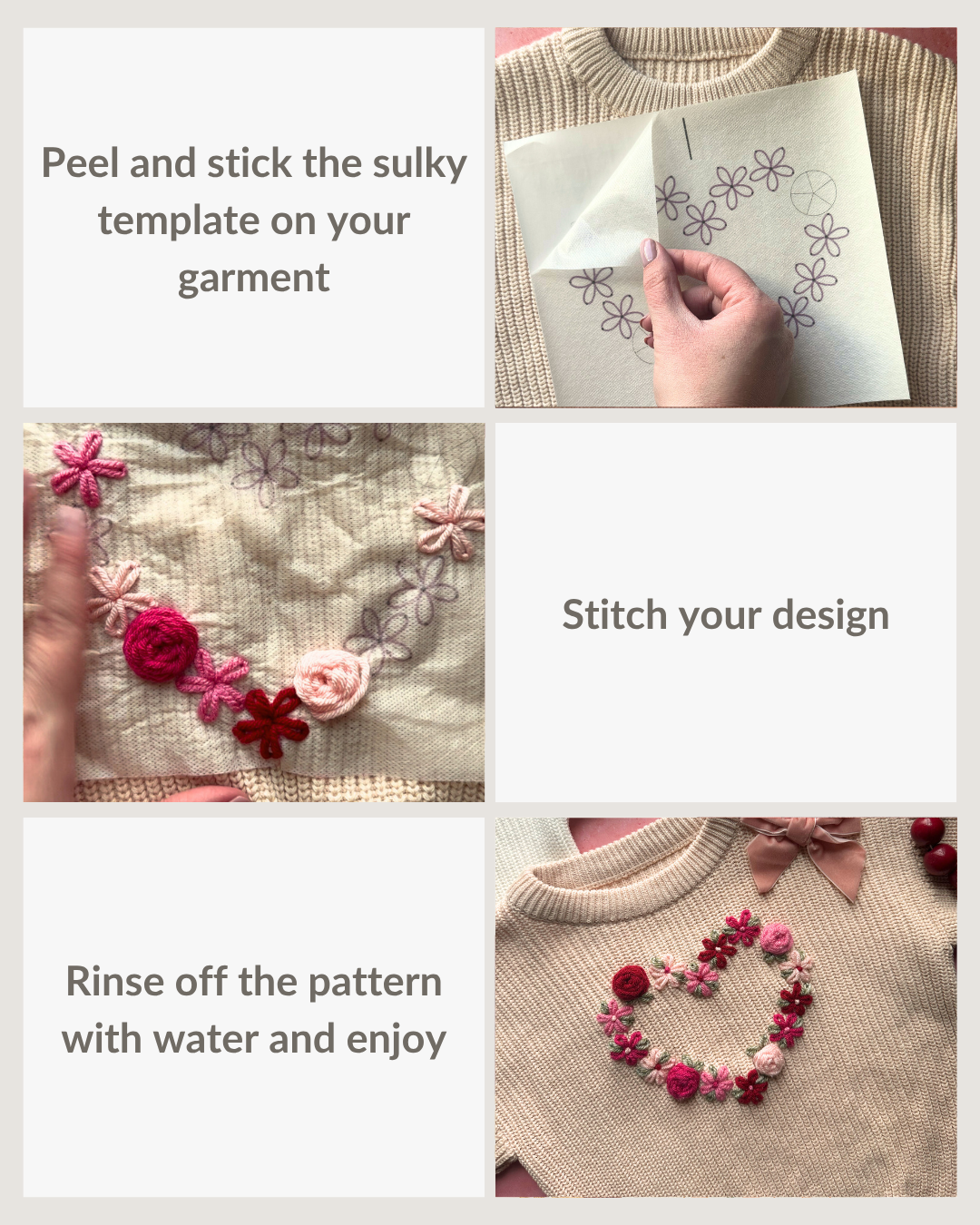 Floral Heart Embroidery DIY Kit