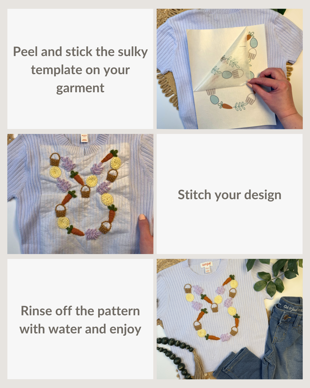 Easter Bunny Outline Embroidery Patterns (Digital Download)