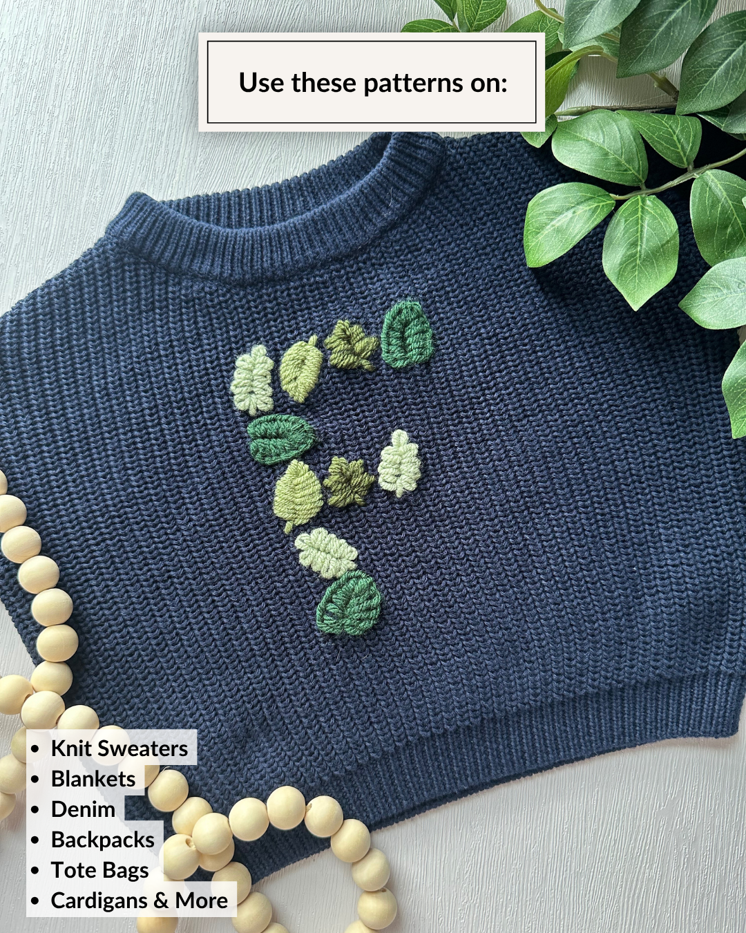 Kit de broderie DIY Lettre Feuille (A-Z) et (0-9)