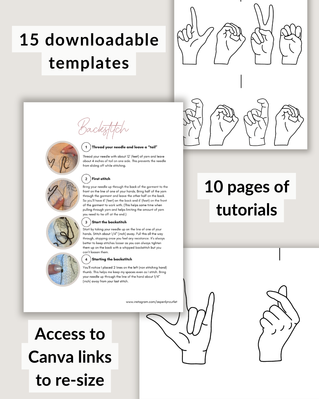 ASL & Hand Symbols Love Embroidery Patterns (Digital Download)