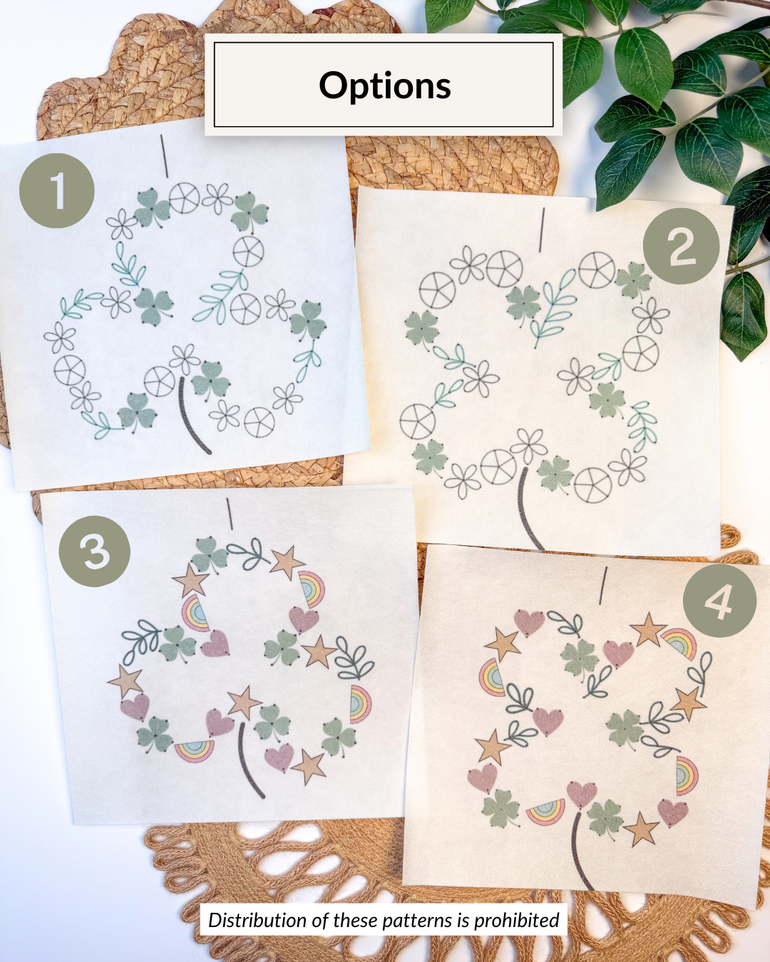 St Patricks' Day Shamrock and Clover Yarn Embroidery DIY Kit