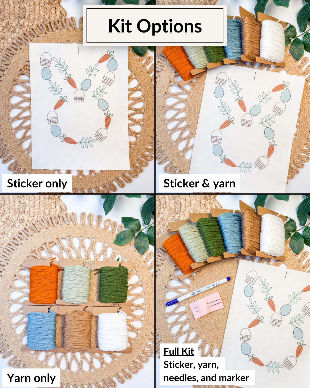 Easter Bunny Outlines Yarn Embroidery DIY Kit