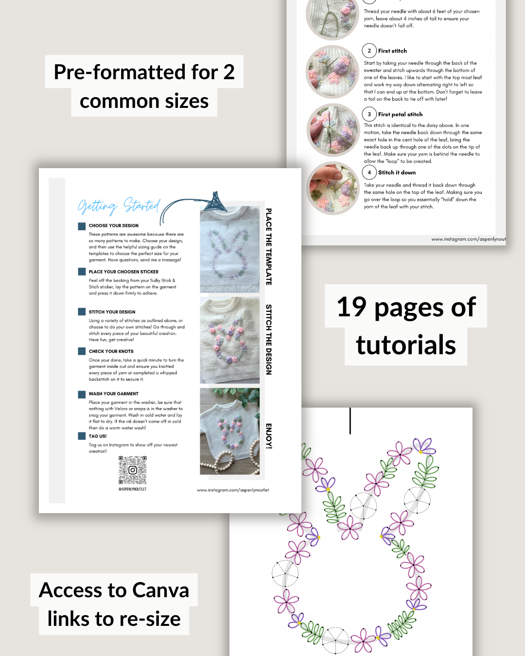 Floral Bunny Embroidery Pattern (Digital Download)