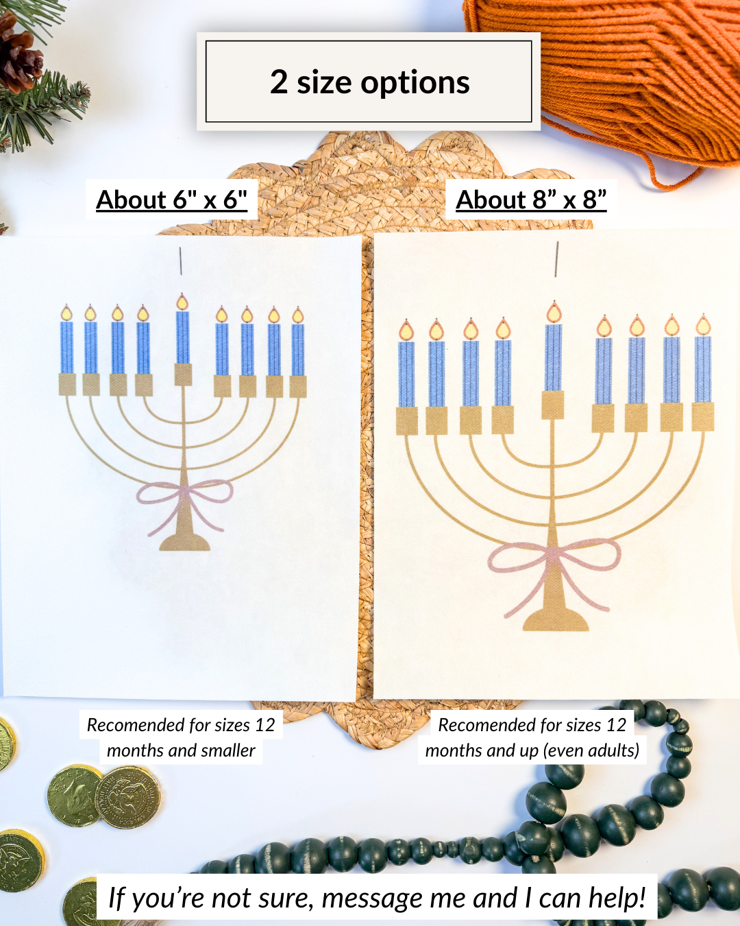 Hanukkah Menorah Yarn Embroidery DIY Kit