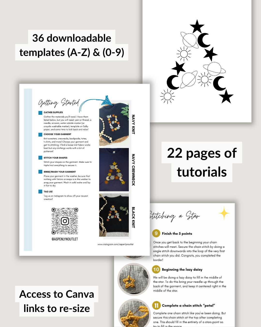 Galaxy Letter Embroidery Patterns (A-Z) & (0-9) (Digital Download)