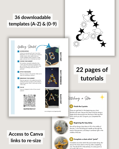 Galaxy Letter Embroidery Patterns (A-Z) & (0-9) (Digital Download)