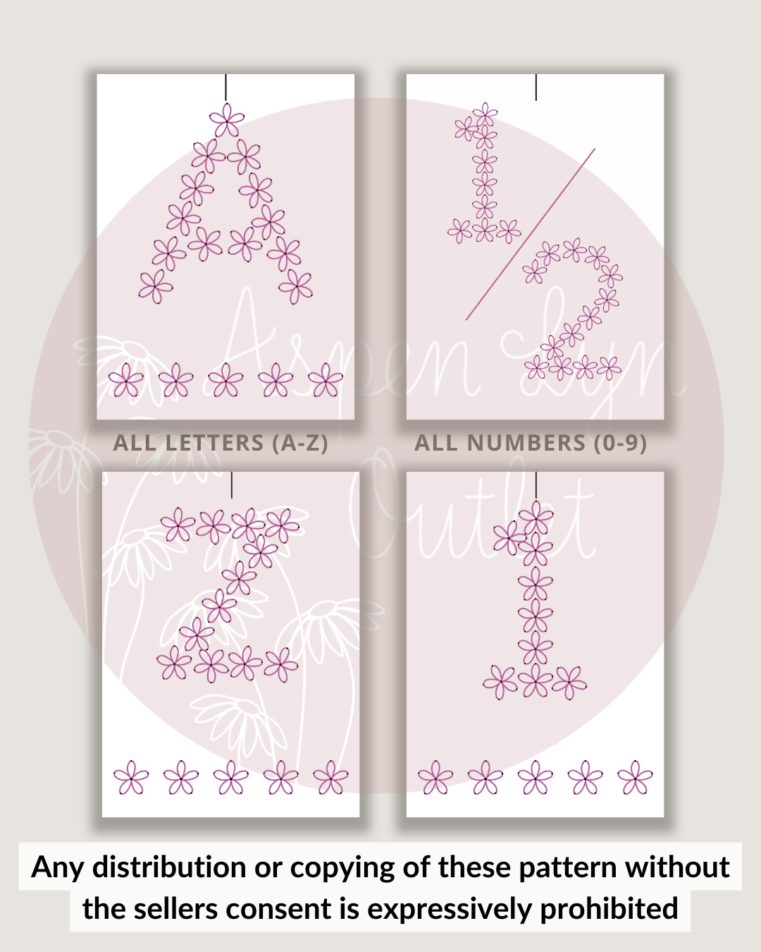 Floral Letter Embroidery DIY Kit (A-Z) & (0-9)