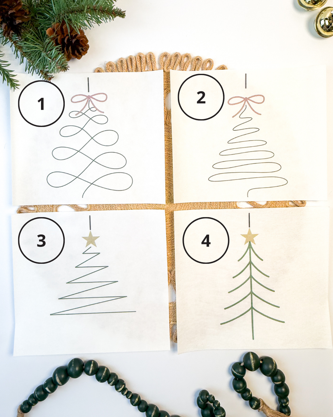 Christmas Tree Lines Yarn Embroidery DIY Kit