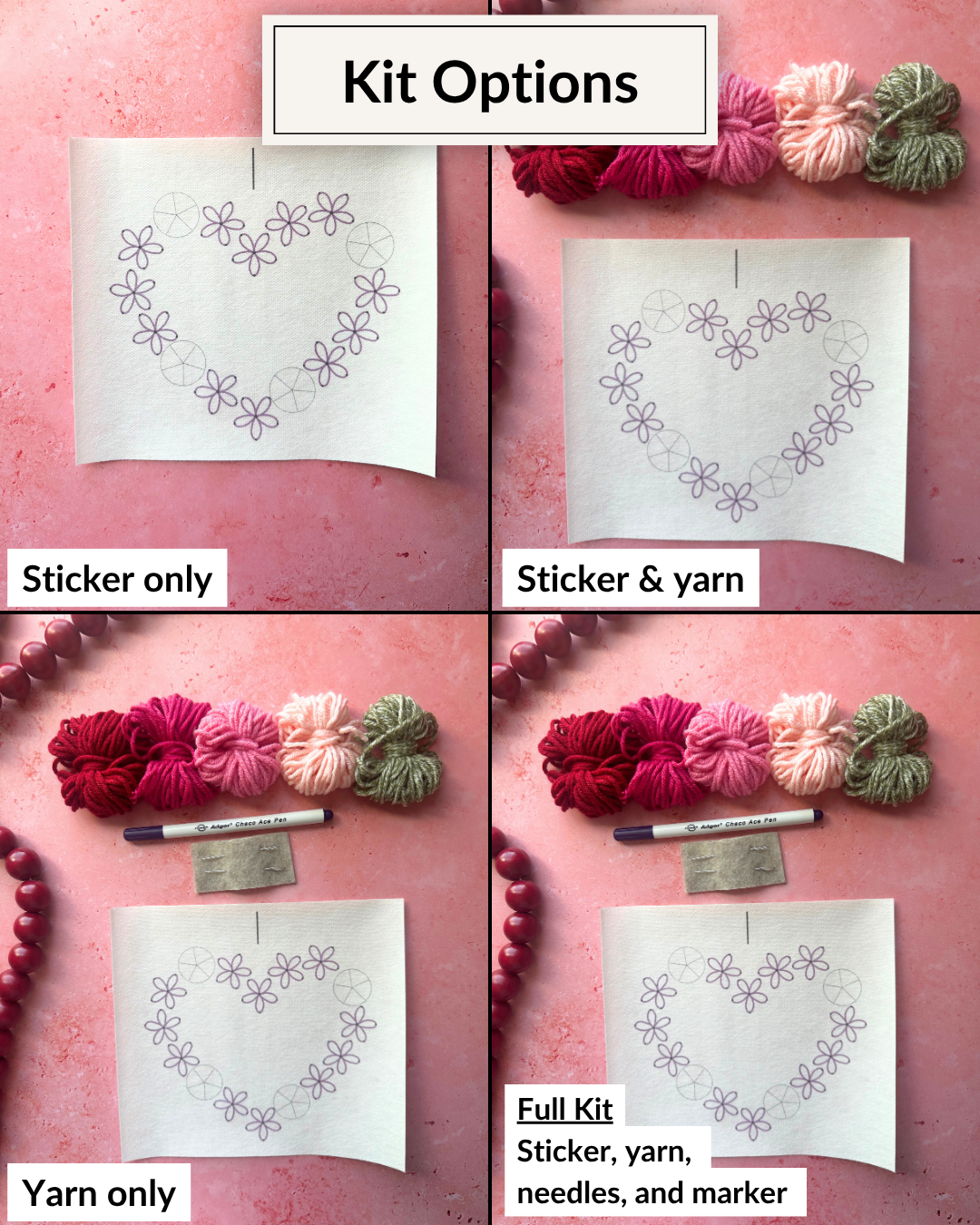 Floral Heart Embroidery DIY Kit