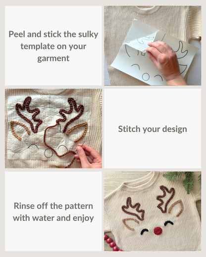 Reindeer Face Embroidery Patterns (Digital Download)