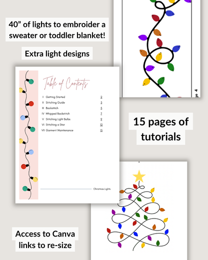 Christmas Light Embroidery Patterns (Digital Download)