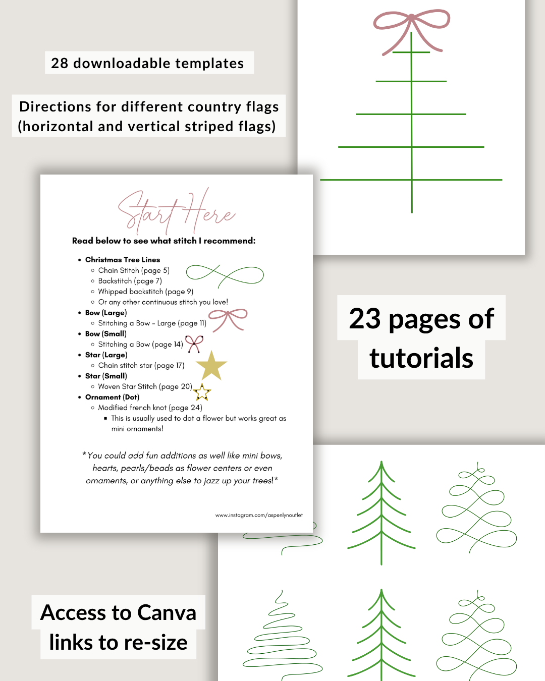 Christmas Tree Line Embroidery Patterns (Digital Download)