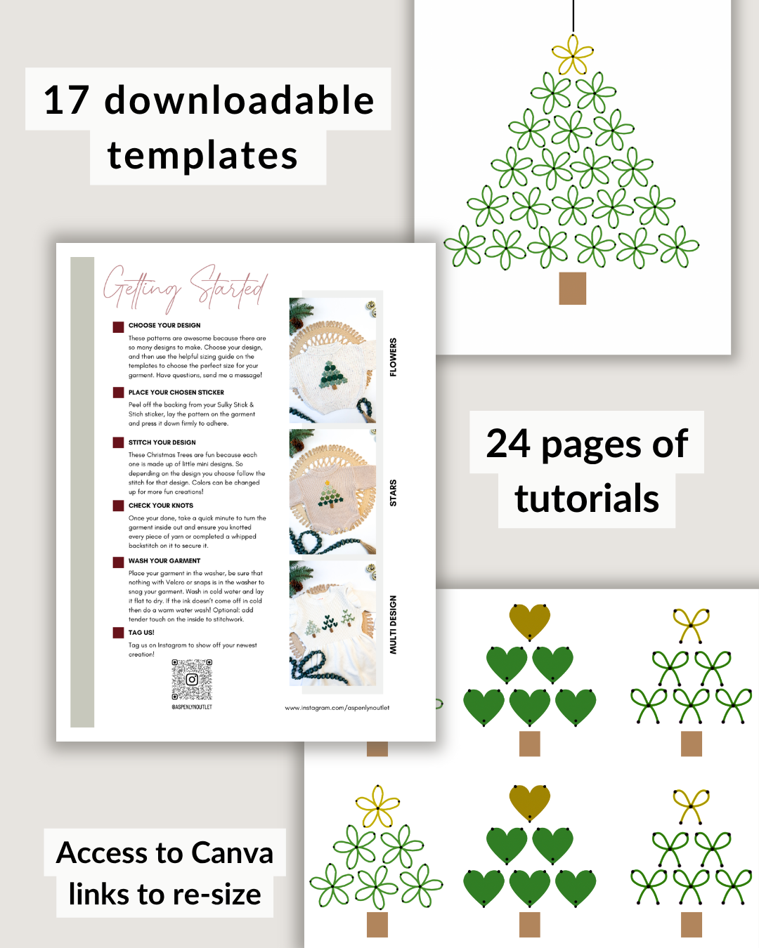 Christmas Tree Symbols Embroidery Patterns (Digital Download)