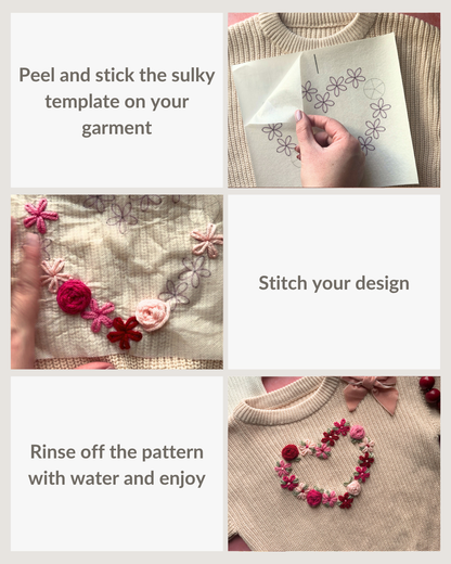 Floral Heart Embroidery DIY Kit