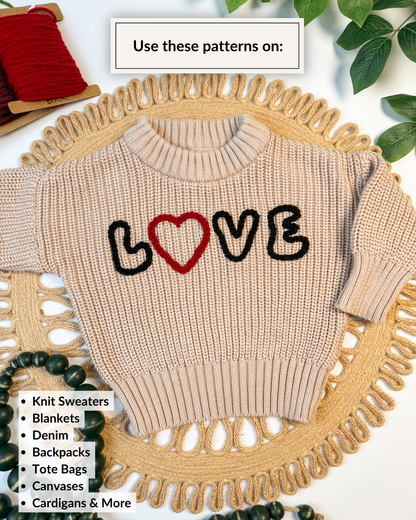 Kit DIY de broderie de cœurs à carreaux/pour la Saint-Valentin en fil de laine