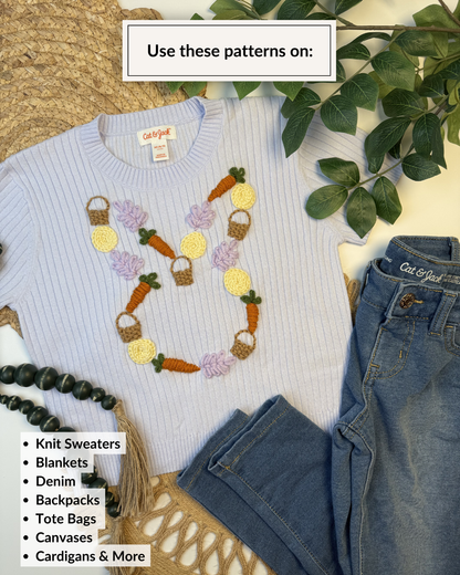 Kit de broderie DIY : contours de lapin de Pâques pour fil