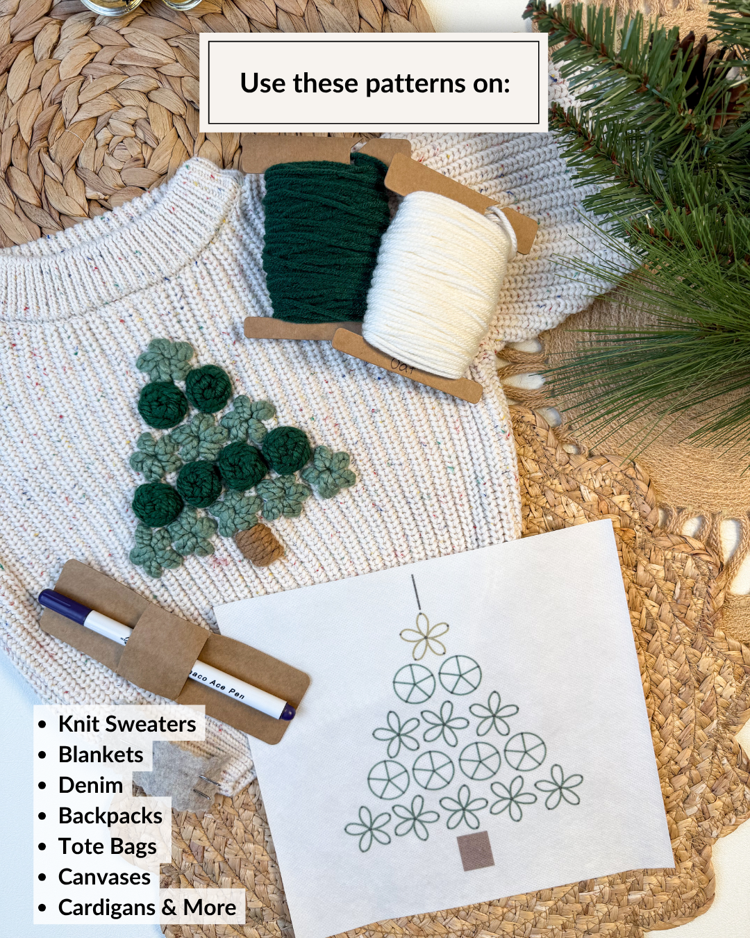 Christmas Tree Symbols Embroidery Patterns (Digital Download)