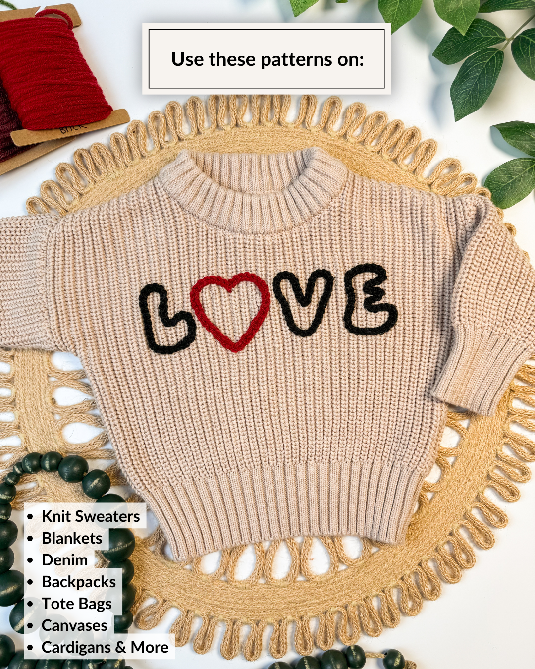 Checkered Hearts/Valentines Day Yarn Embroidery DIY Kit