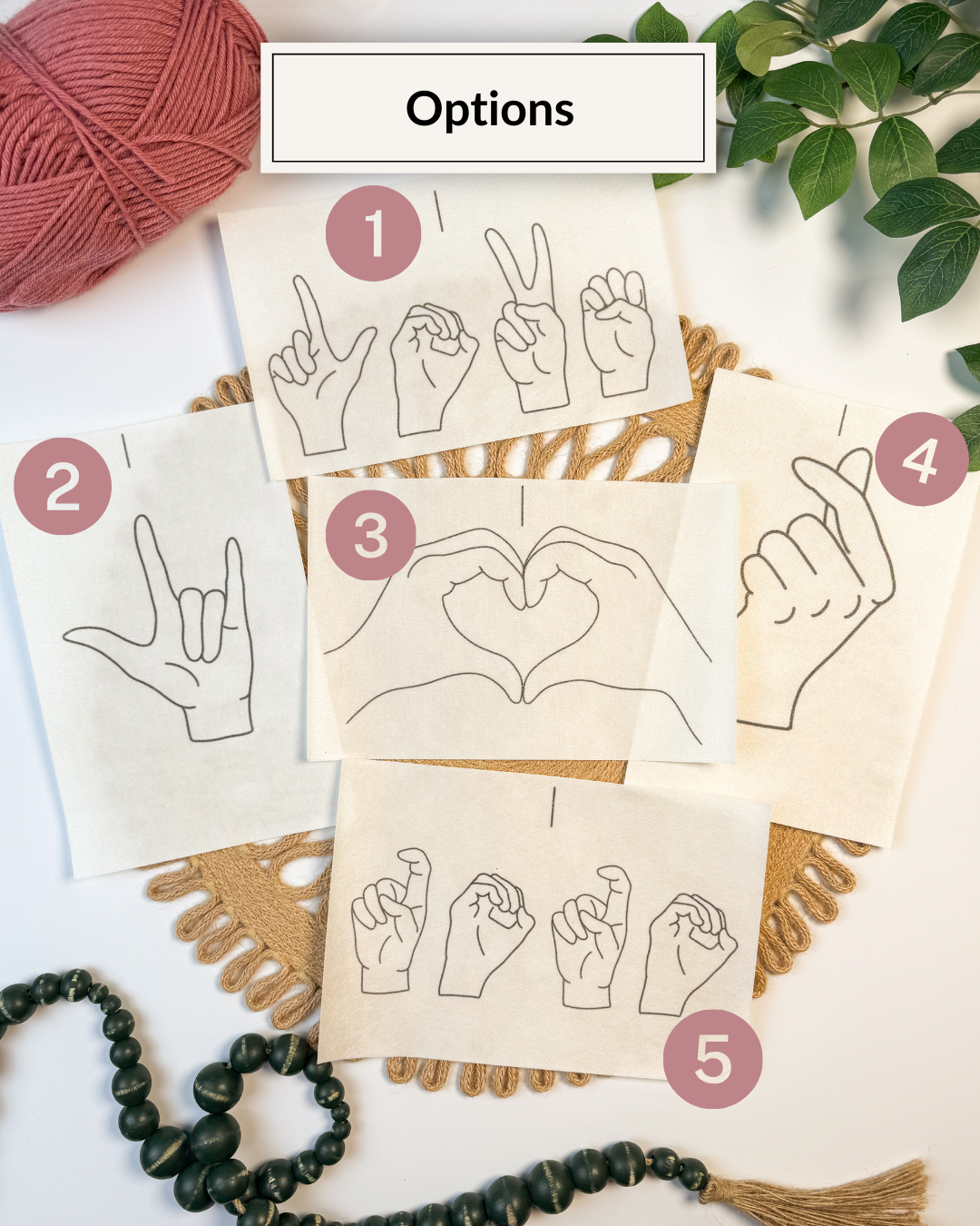 ASL Hand Love, XOXO, Hearts Yarn Embroidery DIY Kit