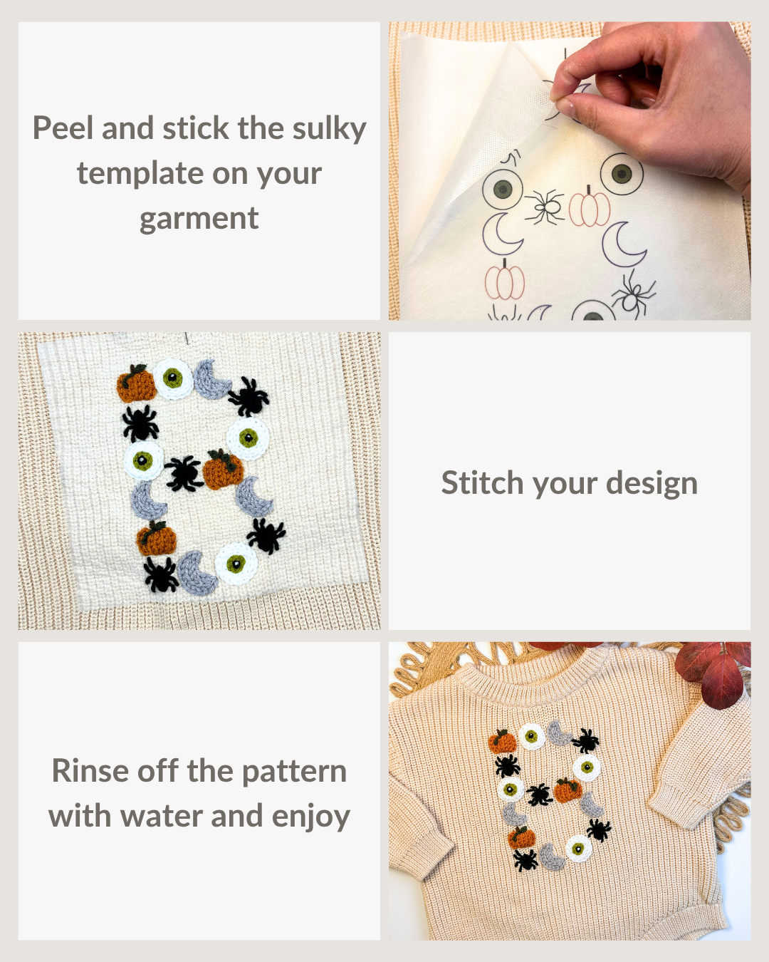 Kit de broderie DIY Lettres et Chiffres Halloween Effrayant (A-Z) & (0-9)