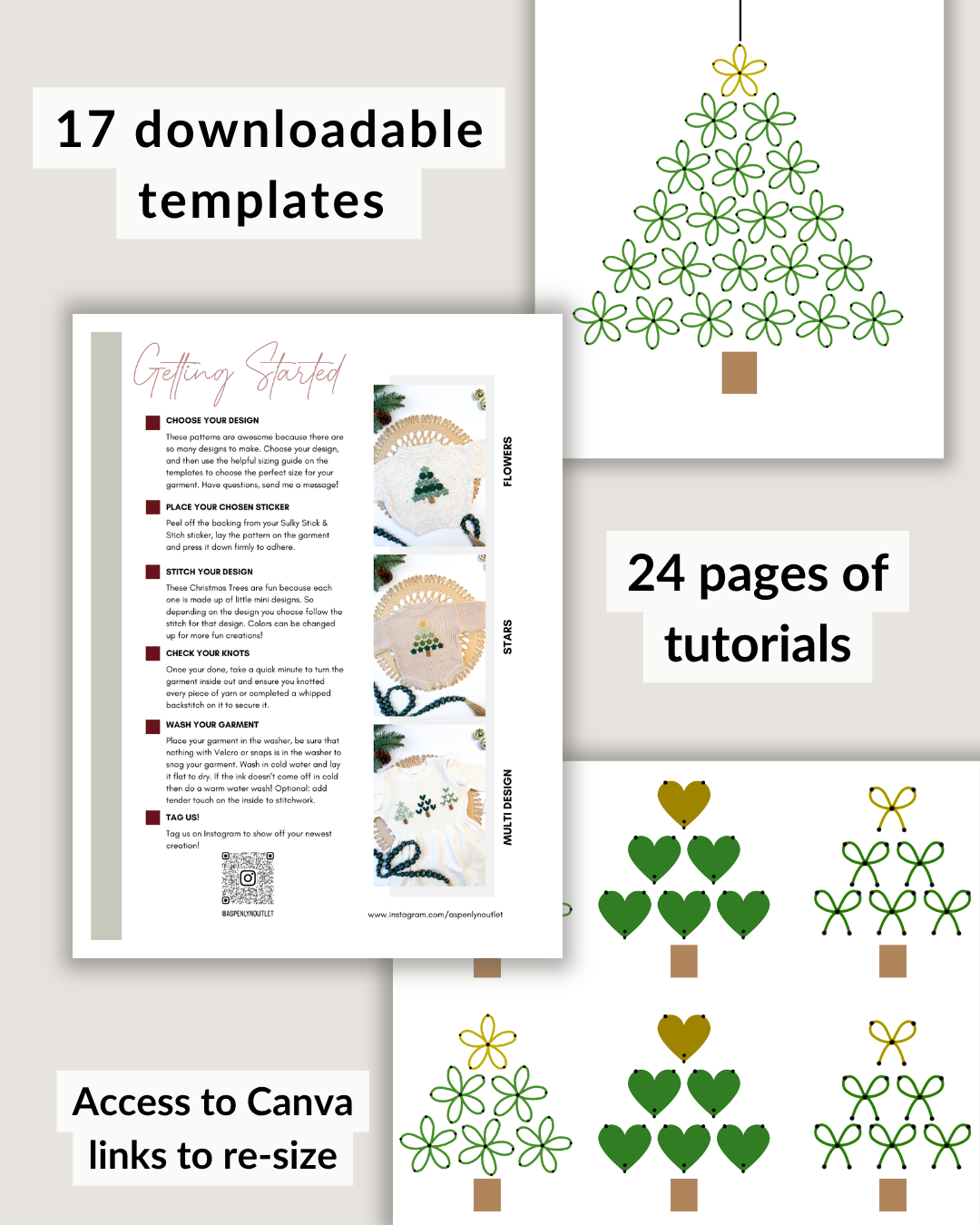 Christmas Tree Symbols Embroidery Patterns (Digital Download)